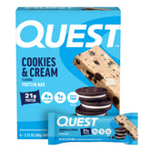 Quest Cookies & Cream bar hero image showing cookie pieces for a protein-rich snack