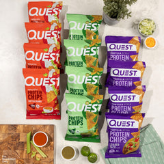 Quest game day tortilla chips loaded taco front view, satisfying protein cravings between workouts.