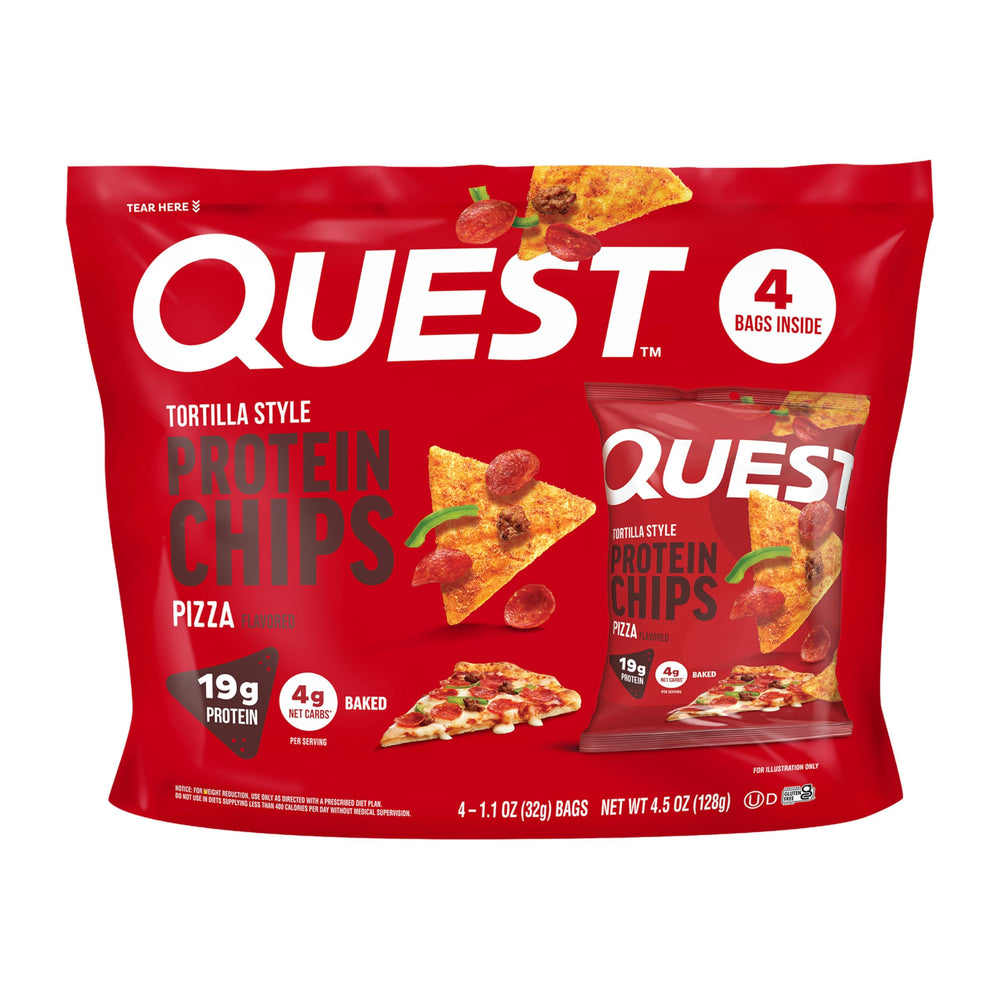 Quest Pizza Tortilla Chips deliver a crispy bite with protein for on-the-go snacking