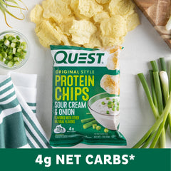 Quest Sour Cream Onion protein chips front-pack image perfect travel snack
