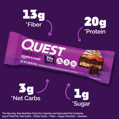 Cross-section of Quest Stacks Brownie a la Mode showing crispy, chewy layers.