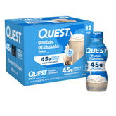Quest Vanilla Protein Shake bottle showcases creamy vanilla flavor for a quick high-protein snack