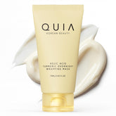 QUIA Turmeric + Kojic Overnight Wrap packaging promotes overnight hydration and glow
