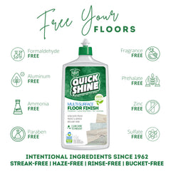 Quick Shine works on hardwood, laminate, LVP/LVT, tile and stone floors