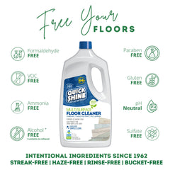 Hardwood floor surface being cleaned with Quick Shine in a kitchen.