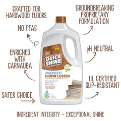 Quick Shine luster application shows renewed depth and natural gloss on wood.