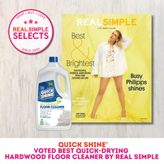 Quick Shine spray mop compatibility demonstrated for effortless even application.