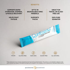 Quicksilver Quintessential 3.3 sachets support muscle recovery and focus after intense activity.