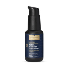 Quicksilver Scientific Methyl B Complex bottle pour showing fast-acting liposomal delivery.