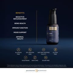 Quicksilver Scientific nanoemulsified D3K2 label detail communicates MK-7 and quality.
