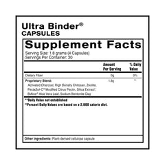Quicksilver Ultra Binder bottle close-up highlights bentonite and charcoal for gut support