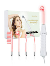 Quiet&Far high frequency facial wand with four tubes for at-home wrinkle care possibilities.