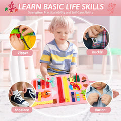 Quiet Flower toddler busy board life skills pages for independent play