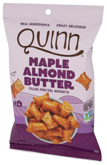 Quinn Nugget Maple Almond Butter Filled Pretzel Nuggets served on a lunchbox tray