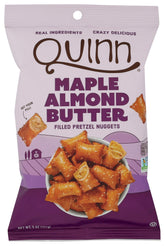 Quinn Nugget Maple Almond Butter Filled Pretzel Nuggets package shot for on-the-go snacking