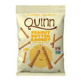 Quinn Peanut Butter & Honey Filled Pretzel Sticks with inside filling delivering sweet-salty indulgence.