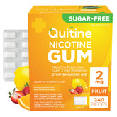 Quitine nicotine gum fruit flavor 2mg 240-count pack for cravings relief during quitting