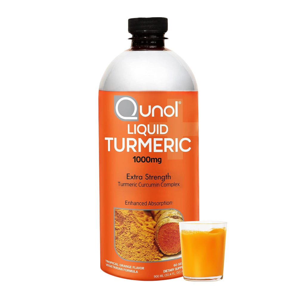 Qunol Liquid Turmeric bottle front label highlighting 1000 mg curcumin per serving