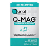 Qunol Q-Mag Magtein bottle close-up highlighting stimulant-free focus support