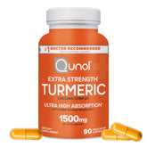 Qunol Turmeric bottle label highlights ultra absorption technology for joints