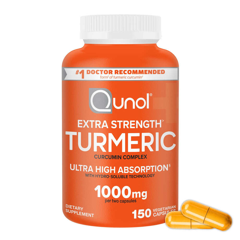 Qunol Turmeric Curcumin 1000mg bottle front showing strong absorption emphasis