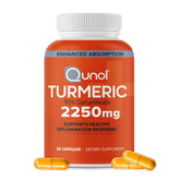 Qunol Turmeric curcumin 2250mg bottle for joint support.