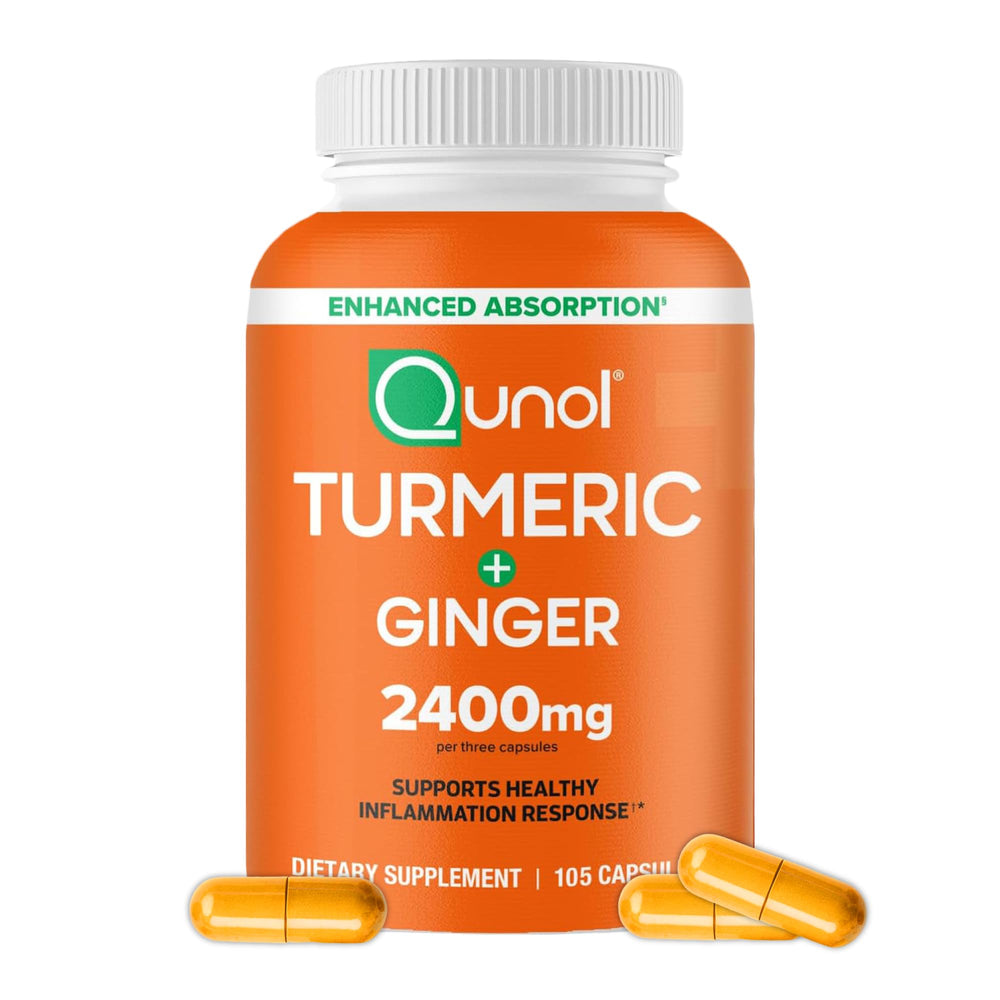 Qunol Turmeric Curcumin capsules close-up highlighting high-potency formula for joint support