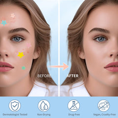 QUSTERE patch highlights ingredients like tea tree oil and Centella for skin-friendly care