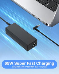 QXA blue-tip 4-5mm connector shown for precise HP compatibility.