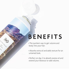 R+Co Death Valley dry shampoo texture application creates light, workable texture.