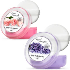 R-NEU 2-pack body powder with plush puff for easy, mess-free application