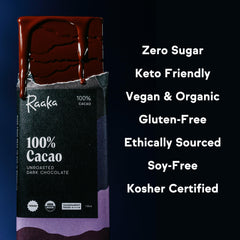 Raaka 3-pack gift box front view, ready for gifting to chocolate lovers.