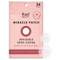 Rael pimple patches hydrocolloid close-up on skin for absorbent blemish care