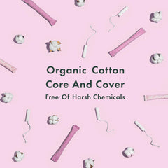 Rael tampons with BPA-free and chlorine-free materials for skin-friendly wear.