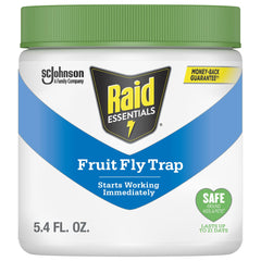 Raid Essentials Fruit Fly Trap close-up, safe around kids and pets.