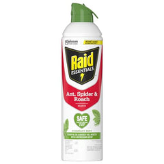 Close-up of Raid Essentials plant-based formula label for safety cues
