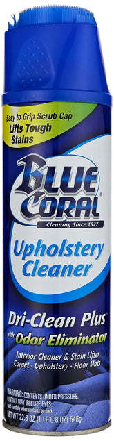 Rain-X Blue Coral Dri-Clean foam bottle ready for upholstery cleaning.