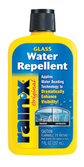 Rain-X Glass Treatment 7oz bottle ready for windshield clarity in rain.