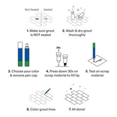 Rainbow Chalk Markers Grout Pen White durable nib for precise grout work.