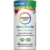 Rainbow Light Men 50+ One bottle shown for daily wellness.