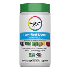 Rainbow Light Men’s Multivitamin bottle label close-up highlighting immune support potential