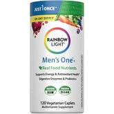 Rainbow Light Men's One bottle front, high-potency daily multivitamin for men.