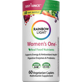 Rainbow Light Womens Multivitamin One + bottle front shows real food nutrients for daily energy
