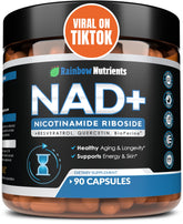 Rainbow Nutrients NAD+ bottle front for daily energy support.