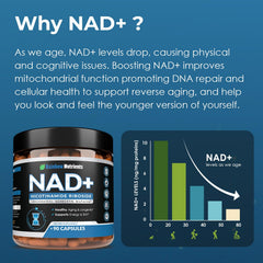 Rainbow Nutrients NAD+ label closeup shows 1500mg NR for absorption.