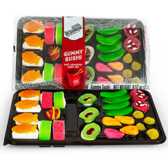 Raindrops Gummy Sushi Box front view; playful sushi shapes for a fun party snack.