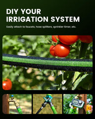 RAINPOINT kink-free flat hose design lays smoothly around plants.