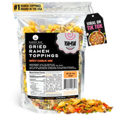 Ramen Bae spicy garlic mix bag displays convenient dehydrated toppings for quick flavor upgrades.