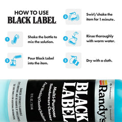 Randy's Black Label Cleaner used on metal surface removing buildup