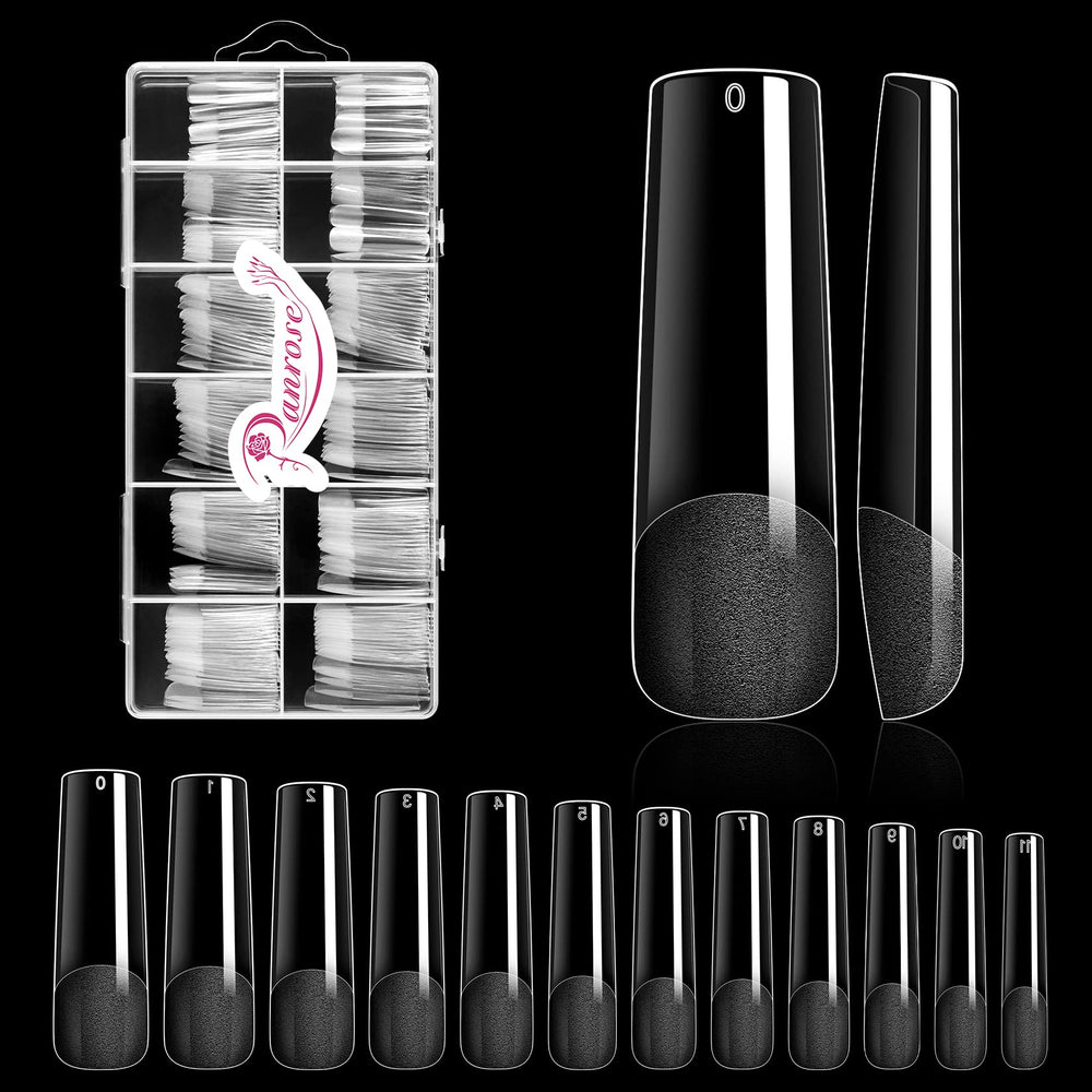 Ranrose long straight nails tips full cover for salon-grade extensions at home